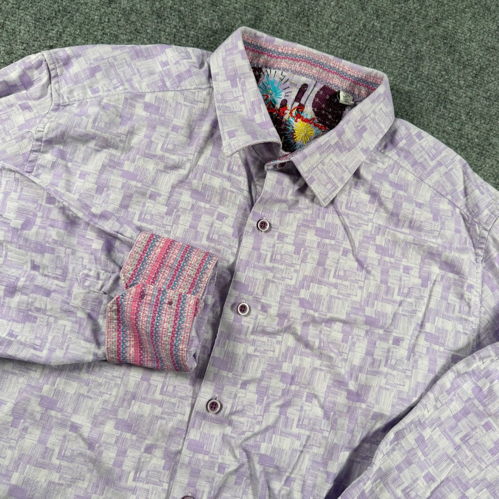 Robert Graham Button Down Mens 2XL Purple Abstract Print Classic Fit Shirt